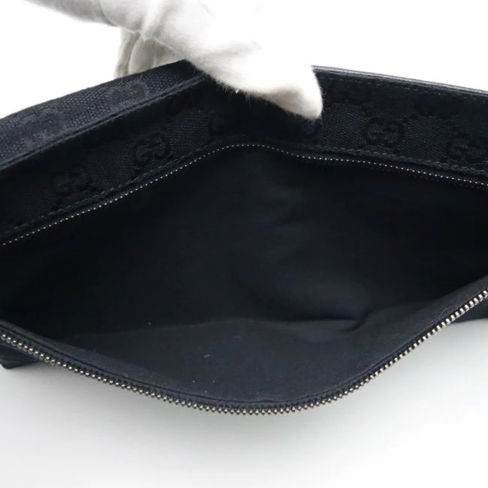 Gucci White Pigskin Canvas Waist Black bag gold